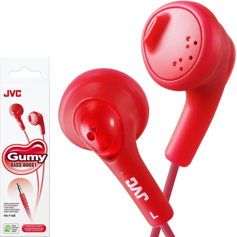 JVC HAF160R Gumy Ear Bud Headphone Red - Image 1